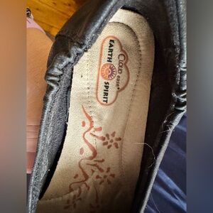 Earth Spirit Black Leather Slip-Ons